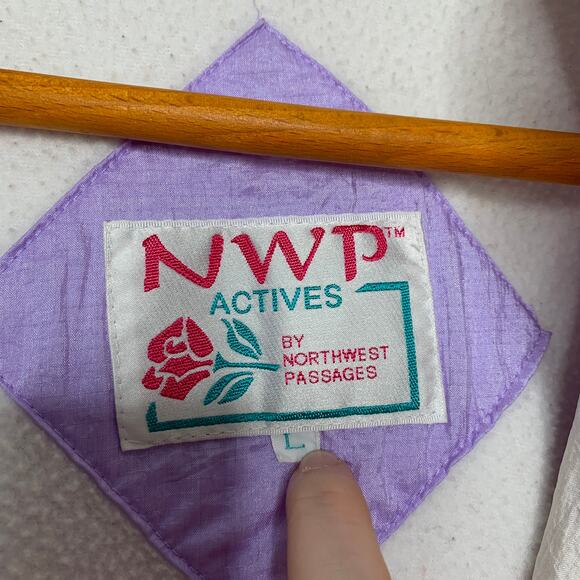 Vintage 80s Northwest Passage women's purple white windbreaker jacket SZ L - Picture 14 of 16